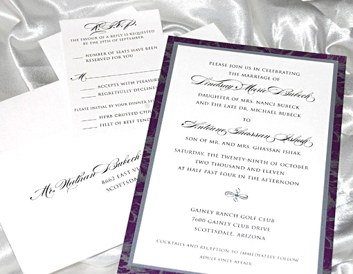 Purple Patterned Wedding Invitation