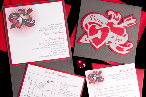 Folded Hearts Cutout Wedding Invitation
