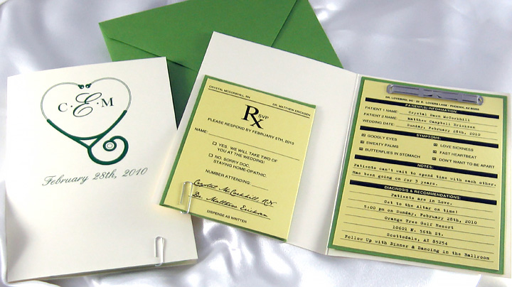 Folded Dr. Patient Folder Wedding Invitation