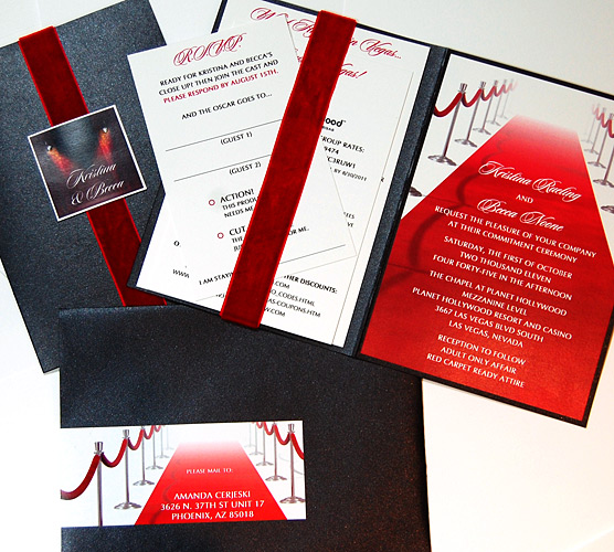 Red Carpet Folded Wedding Invitation