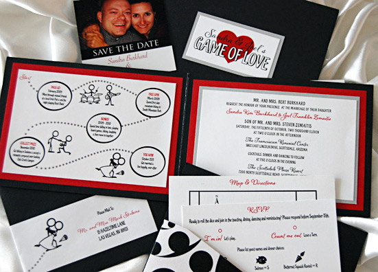 Game of Love Pocketcard Wedding Invitation Details