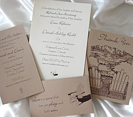 Drawn Mountains Pocket Card Wedding Invitation