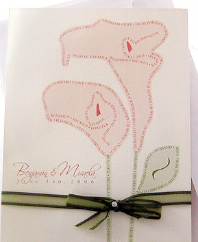 Pink Words Written in the Lilies Wedding Invitation