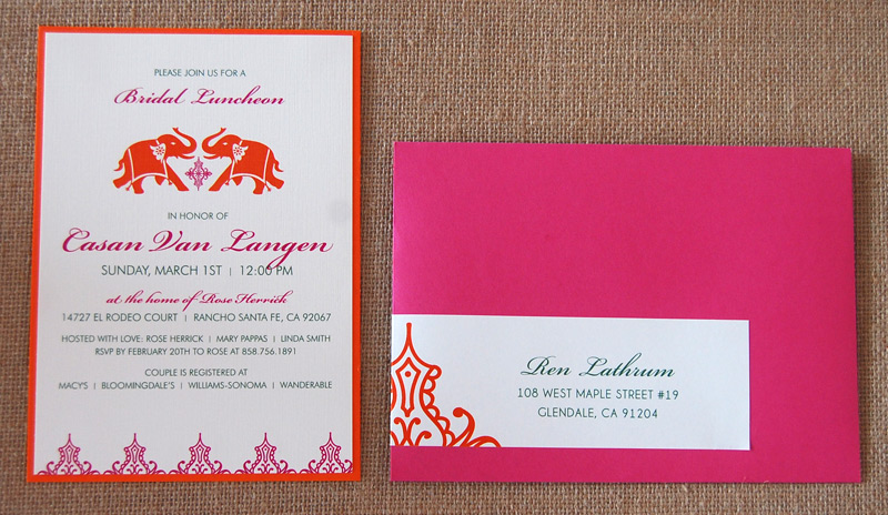 Indian Elephant Bridal Luncheon Invitation