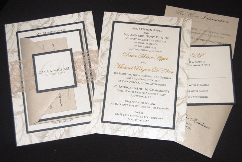 Layered Lace Belly Band Wedding Invitation