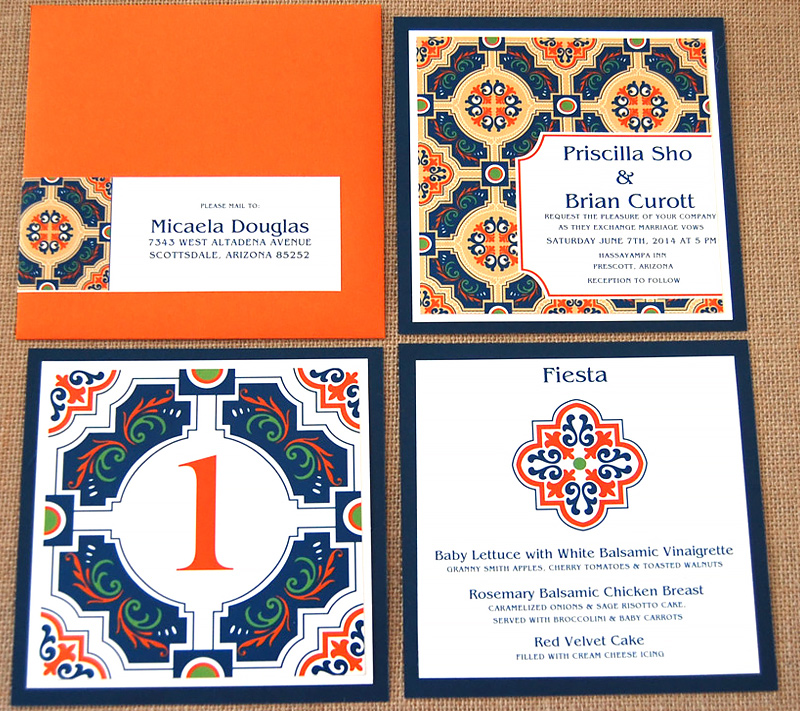 Mexican Tile Layered Wedding Invitation 2