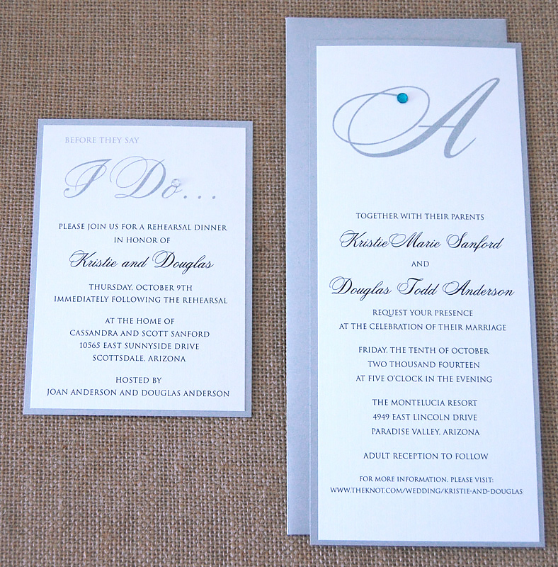 Simple Monogram Letter Wedding Invitation