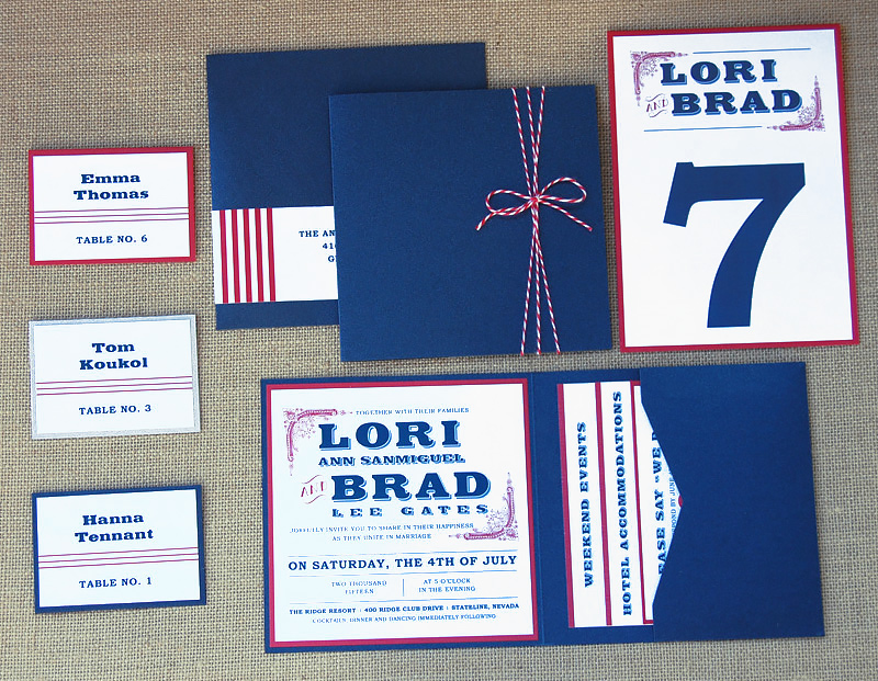 4th of July Pocket Invitation with Bow