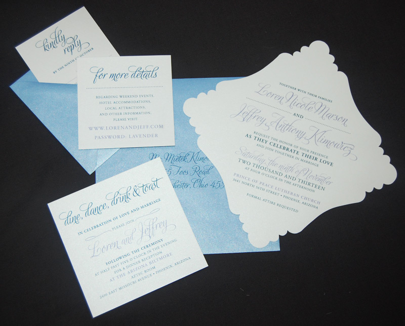 Blue Bracket Edge Wedding Invitation
