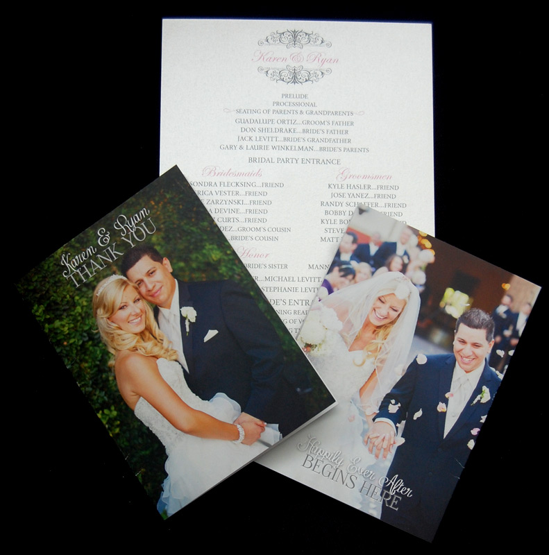 Matching Wedding Photos Thank You and Program Card