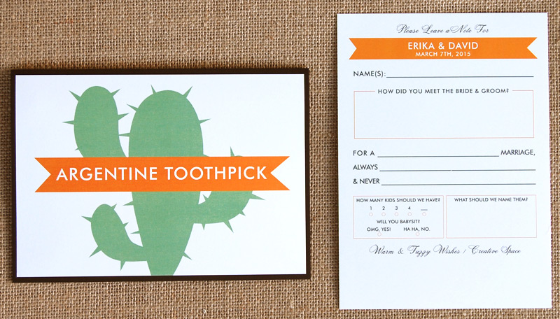 Cactus Notecard and Table Number Recpetion Items
