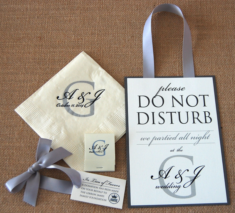 Matching Door Hanger and Napkin Tags Wedding Reception Items