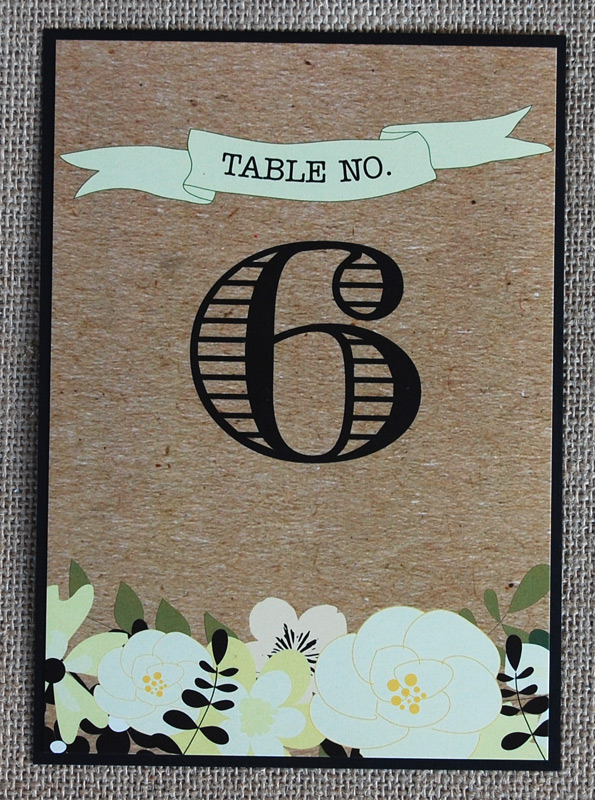 Floral Cardboard Table Number With Banner