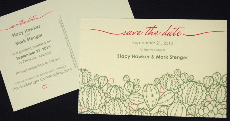 Phoenix Cactus Themed Save the Date Card